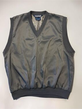 Vintage Sunderland of Scotland Men's Charcoal Checked V-Neck Vest